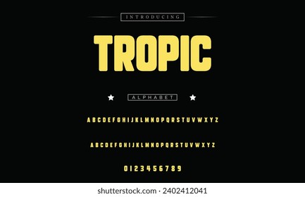 Tropic Modern Bold Font. Sans Serif Font. Regular Italic Uppercase Lowercase Typography urban style alphabet fonts for fashion, sport, technology, digital, movie, logo design, vector illustration