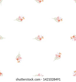 Tropic outline floral seamless pattern with tropical flowers. Tropical wallpaper collection. Sketch in watercolor style. Hand drawn line on white background