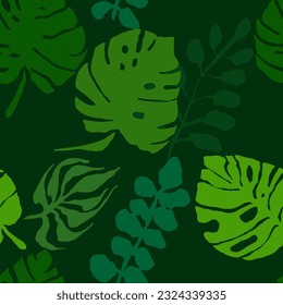 Tropic Palm Leaves Seamless Artwork Pattern.