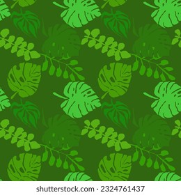 Tropic Palm Leaves Seamless Artwork Pattern.