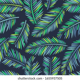 Tropic Palm Leaves Seamless Pattern 