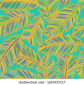 Tropic Palm Leaves Seamless Pattern 