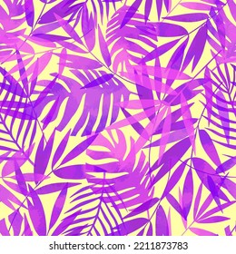 Tropic palm leaves. Seamless pattern. Vector illustration. 