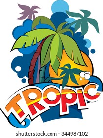 tropic palm tree background.