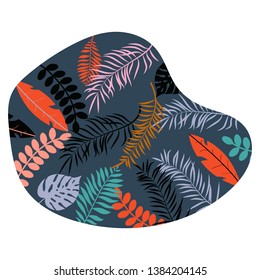 Tropic pattern with color leaves. Vector illustration