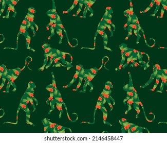 Tropic pattern with flower monkey