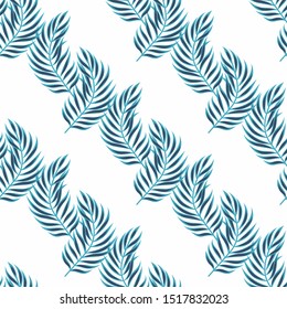 Tropic plant leaf graphic vector background. Summer tropical leaves wallpaper seamless pattern.