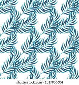 Tropic plant leaf graphic vector background. Summer tropical leaves wallpaper seamless pattern.