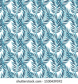 Tropic plant leaf graphic vector background. Summer tropical leaves wallpaper seamless pattern.