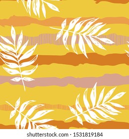 Tropic plant leaf graphic vector background. Summer tropical leaves wallpaper seamless pattern.