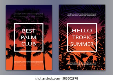 Tropic posters with palms and frame for text. Mock up for book, brochures, flyers and advertising size A4.