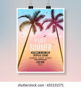 Tropic pure Summer Beach Party Flyer design. Poster summer vacation template