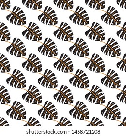 Tropic seamless pattern with monstera leaves. Vector illustration