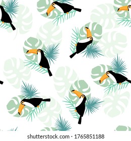 Tropic seamless pattern with toucan