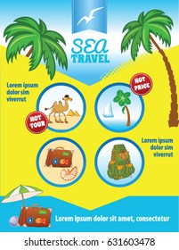 Tropic Travel Vector Template with Palms