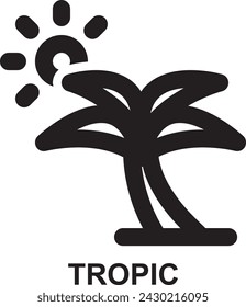 tropic, tropical, summer, coconut, tree, palm, sunny, nature outline icon for web mobile app presentation printing
