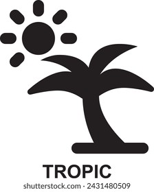 trópico, tropical, verano, coco, árbol, palma, soleado, naturaleza expandida icono de glifo sólido para la impresión de presentación de aplicaciones móviles web
