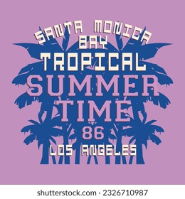 Tipografía tropical. Tema de verano. Gráficos de camisetas. vectores