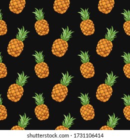 Tropic vector seamless pattern with pineapple. Summer decoration print for wrapping, wallpaper, fabric. Seamless vector texture.
