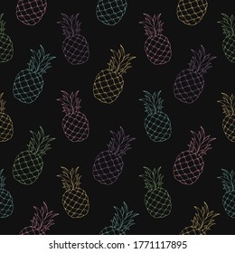 Tropic vector seamless pattern with pineapple. Summer decoration print for wrapping, wallpaper, fabric. Seamless vector texture.