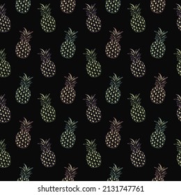 Tropic vector seamless pattern with pineapple. Summer decoration print for wrapping, wallpaper, fabric. Seamless vector texture.