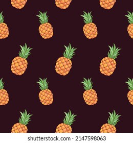 Tropic vector seamless pattern with pineapple. Summer decoration print for wrapping, wallpaper, fabric. Seamless vector texture.