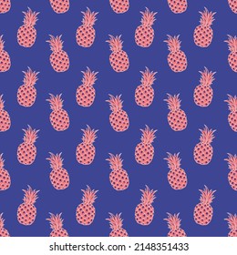 Tropic vector seamless pattern with pineapple. Summer decoration print for wrapping, wallpaper, fabric. Seamless vector texture.
