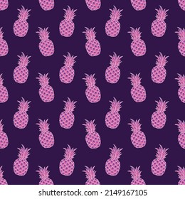 Tropic vector seamless pattern with pineapple. Summer decoration print for wrapping, wallpaper, fabric. Seamless vector texture.
