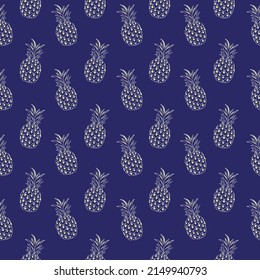 Tropic vector seamless pattern with pineapple. Summer decoration print for wrapping, wallpaper, fabric. Seamless vector texture.