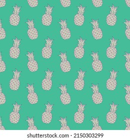 Tropic vector seamless pattern with pineapple. Summer decoration print for wrapping, wallpaper, fabric. Seamless vector texture.