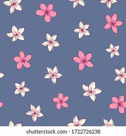 Tropic vector seamless pattern with plumeria. Summer decoration print for wrapping, wallpaper, fabric. 