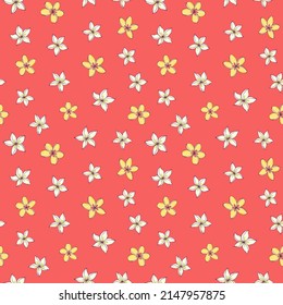 Tropic vector seamless pattern with plumeria. Summer decoration print for wrapping, wallpaper, fabric. 