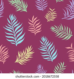 Tropic vector seamless pattern with tropical leaves. Tropical botanical Motives. Vector illustration. Summer decoration print for wrapping, wallpaper, fabric. 