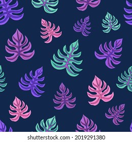Tropic vector seamless pattern with tropical leaves. Tropical botanical Motives. Vector illustration. Summer decoration print for wrapping, wallpaper, fabric. 