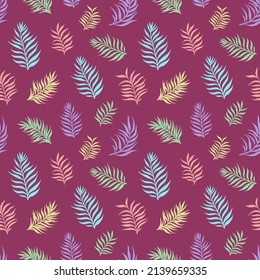 Tropic vector seamless pattern with tropical leaves. Tropical botanical Motives. Vector illustration. Summer decoration print for wrapping, wallpaper, fabric. 