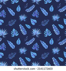 Tropic vector seamless pattern with tropical leaves. Tropical botanical Motives. Vector illustration. Summer decoration print for wrapping, wallpaper, fabric. 