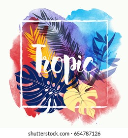 Tropic. watercolor vector background