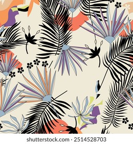 Tropicail foliage with black colors.