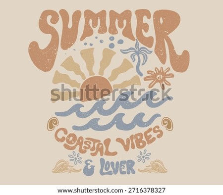 Tropical abstract art design. Summer good vibes design. Coastal vibes design. Ocean wave artwork.