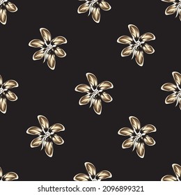 tropical abstract floral seamless pattern in monochromatic color stylish on black background. wallpaper decorative. vector design. Floral background. fashionable print texture. Exotic tropics