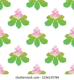 Tropical abstract flowers and leaves pattern. Branches and leaves of tropical plants. Vector Horse chestnut. Buckeye, Aesculus. Horse chestnut gradient illustration. Vector illustration.