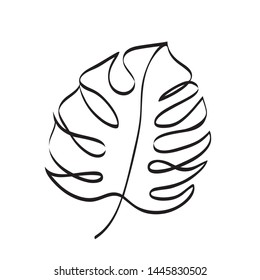 Tropical abstract leaf line drawing art