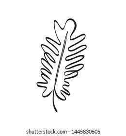Tropical abstract leaf line drawing art