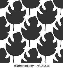 Tropical abstract  leaves pattern. Branches and leaves of tropical plants. Vector illustration.