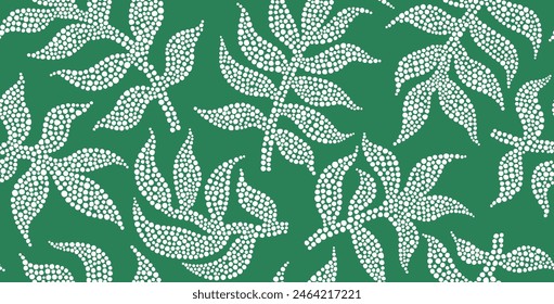 Tropical abstract leaves seamless pattern with dot flat style.  