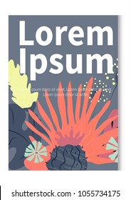 Tropical abstract palm leaves pattern. Branches and leaves of tropical plants. Vector illustration.