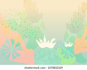 Tropical abstract palm leaves pattern. Branches and leaves of tropical plants. Cover design. Vector illustration.