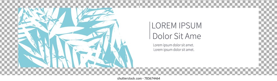 Tropical abstract palm leaves pattern on transparent background. Branches and leaves of tropical plants. Vector illustration.