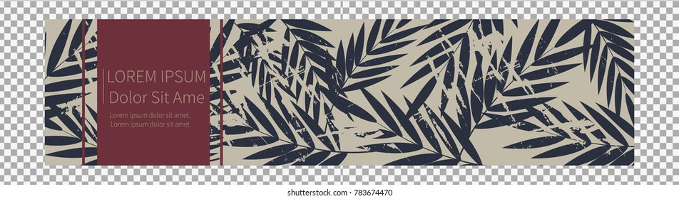 Tropical abstract palm leaves pattern on transparent background. Branches and leaves of tropical plants. Vector illustration.