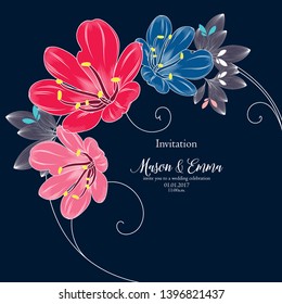 Tropical abstract pattern with exotic clivia flowers.